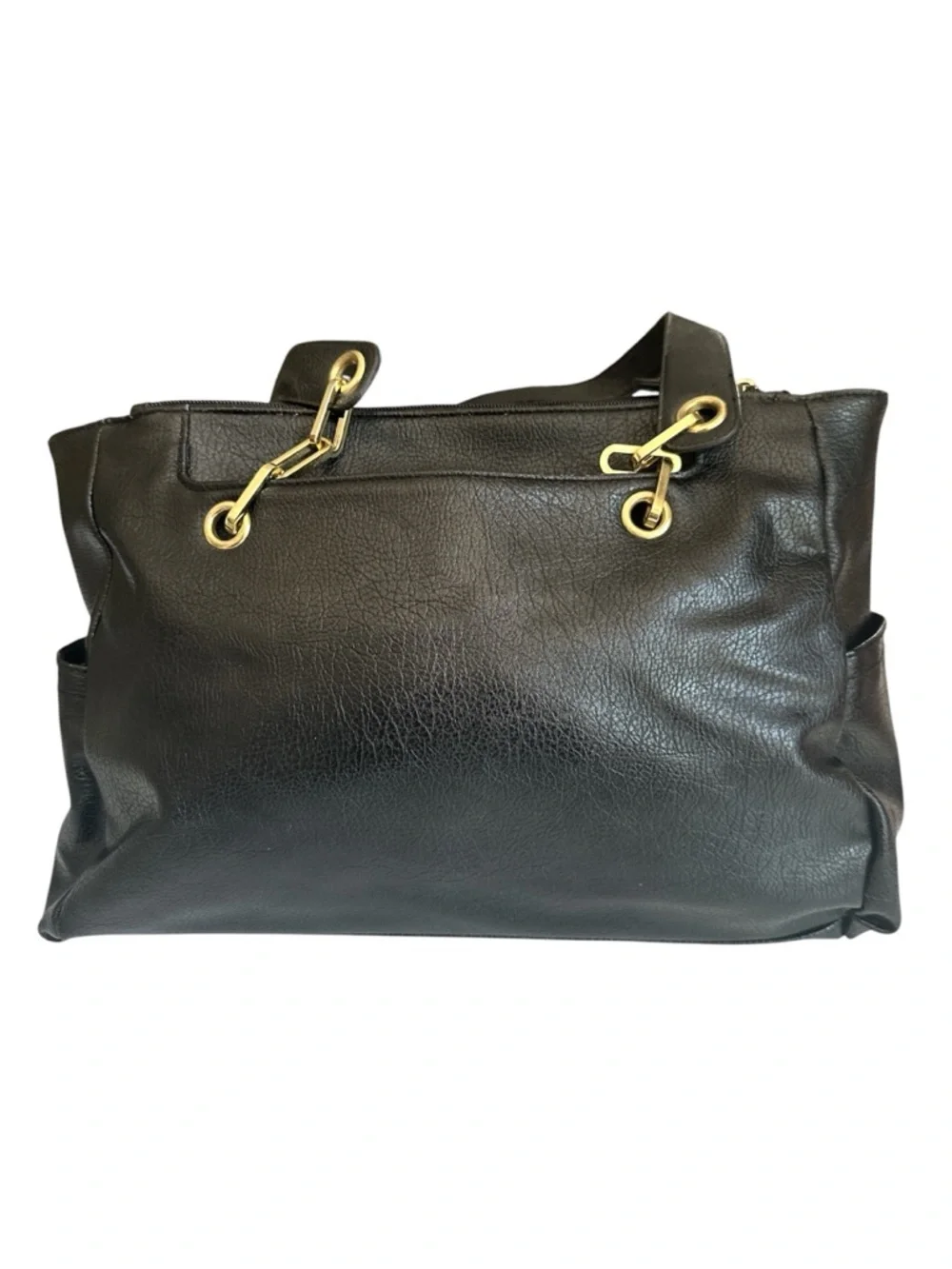 Nicole by Nicole Miller Black Satchel with Gold Accents